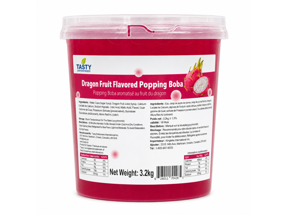“Tasty” Dragon Fruit Popping Boba