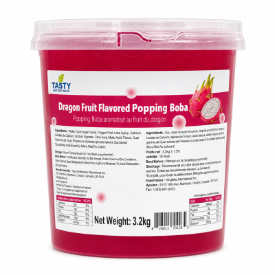“Tasty” Dragon Fruit Popping Boba