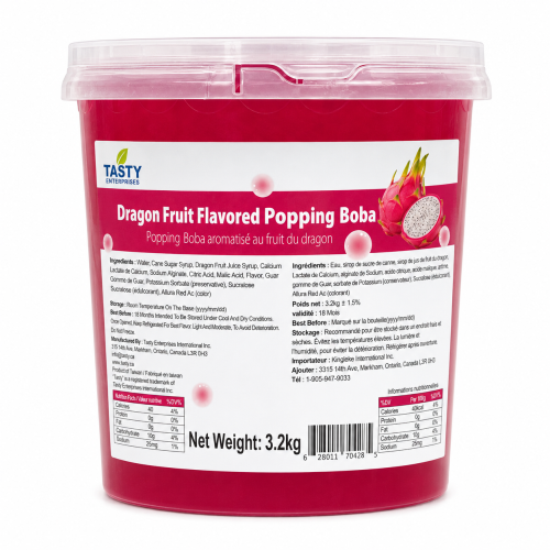 “Tasty” Dragon Fruit Popping Boba