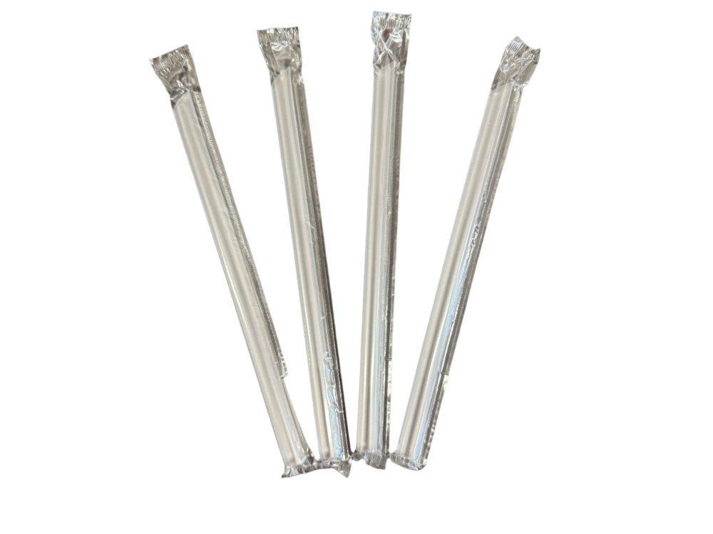 “Tasty” Plastic Straw – Transparent, Wrapped 9″