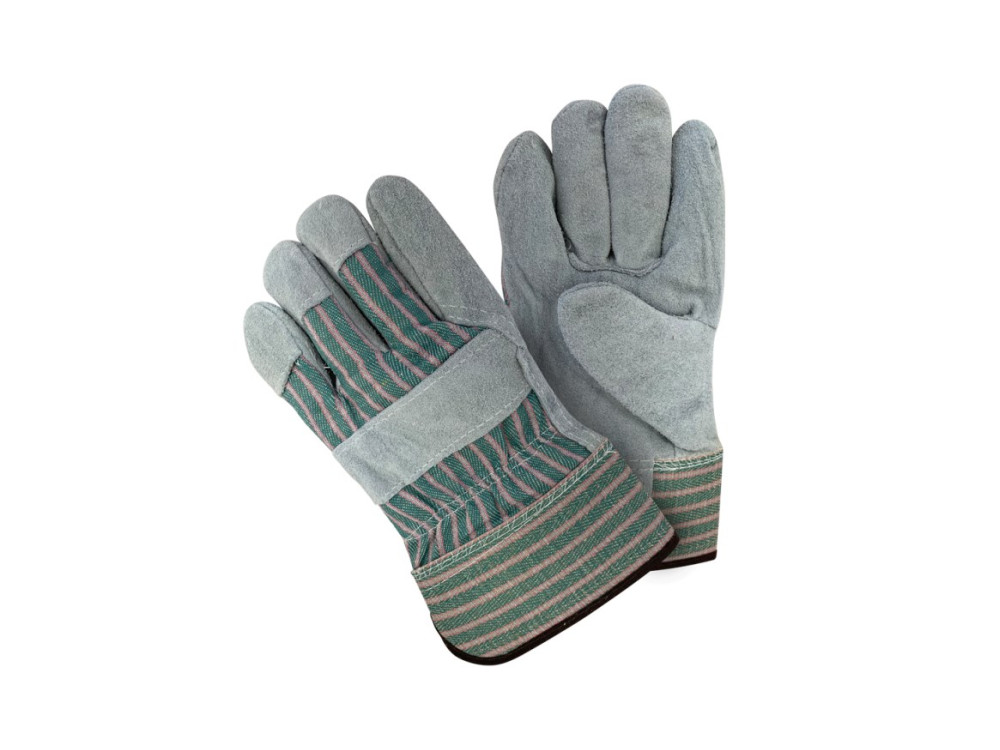 WORKHORSE® Premium Split Leather Fitters Glove, Green & Grey, One Size, 1 Pair