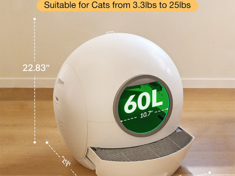 Bac à litière intelligente autonettoyante pour chats